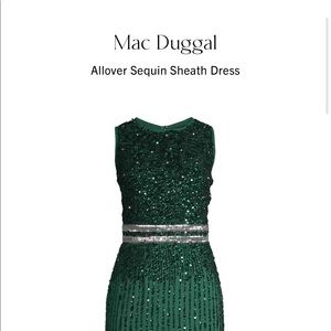 Mac Duggal emerald green sequin sheath dress, size 12. Fits true to size.